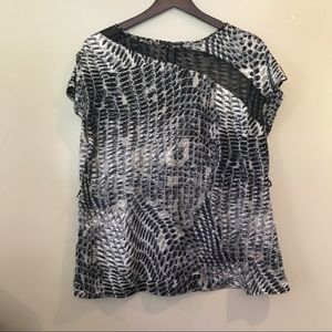 Apostrophe animal print sheer neck top
